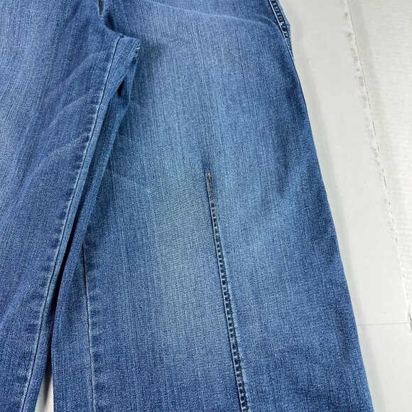Spanx Jeans Women 34x28* High Rise Front Seam Wide Leg Blue Stretch Denim Tag XL - Picture 3 of 16